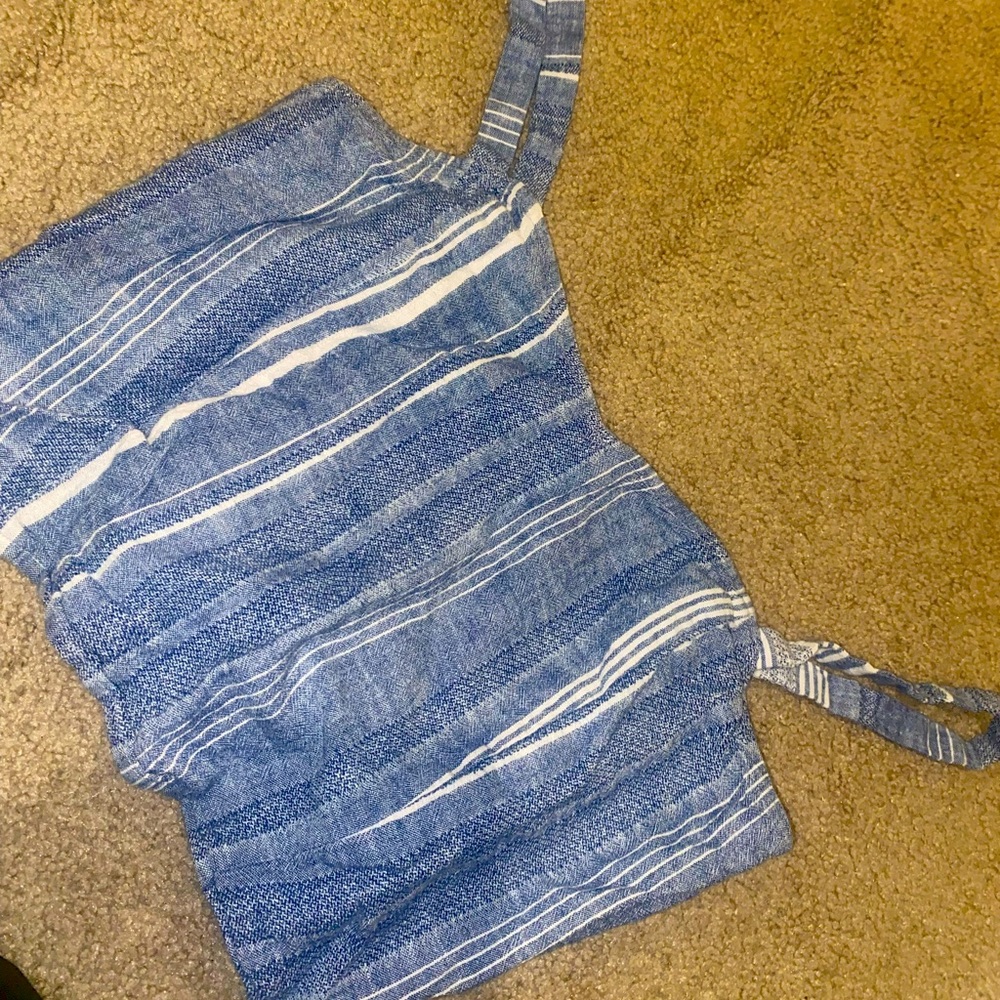 EXPRESS BLUE AND WHITE CROPPED TANK